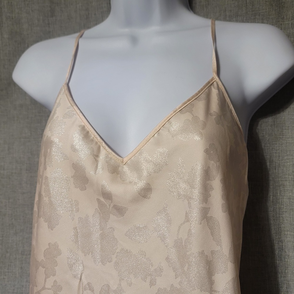 Victorias Secret Champagne Pink Floral Jacquard Satin Slip Dress Open Back Large - Picture 2 of 6